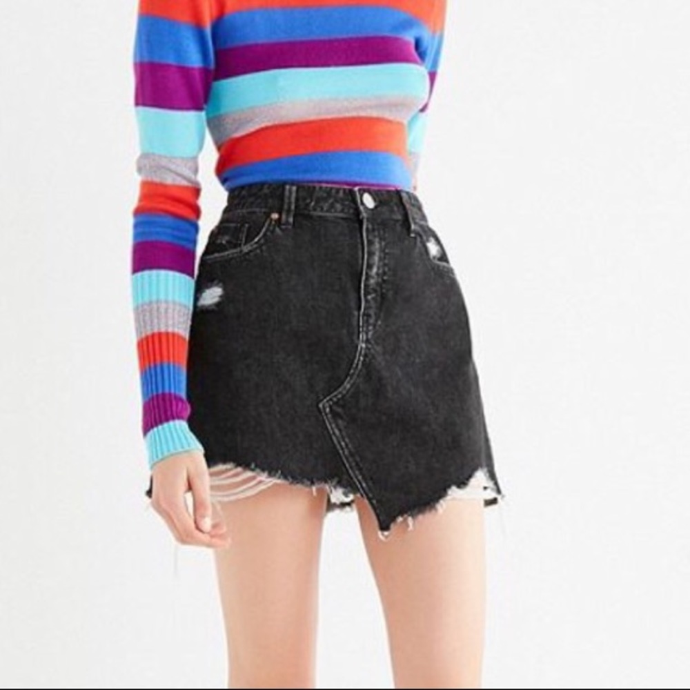 Urban Outfitters black distressed denim skirt